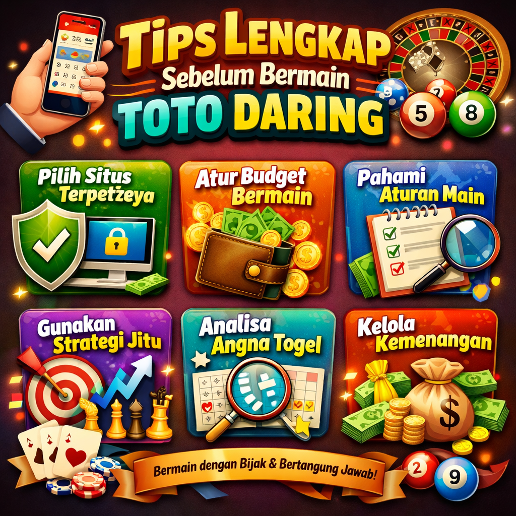 Tips lengkap sebelum bermain toto daring: pahami aturan, cek RTP, baca syarat bonus, atur budget & waktu, dan kenali risikonya agar tidak gampang tertipu.